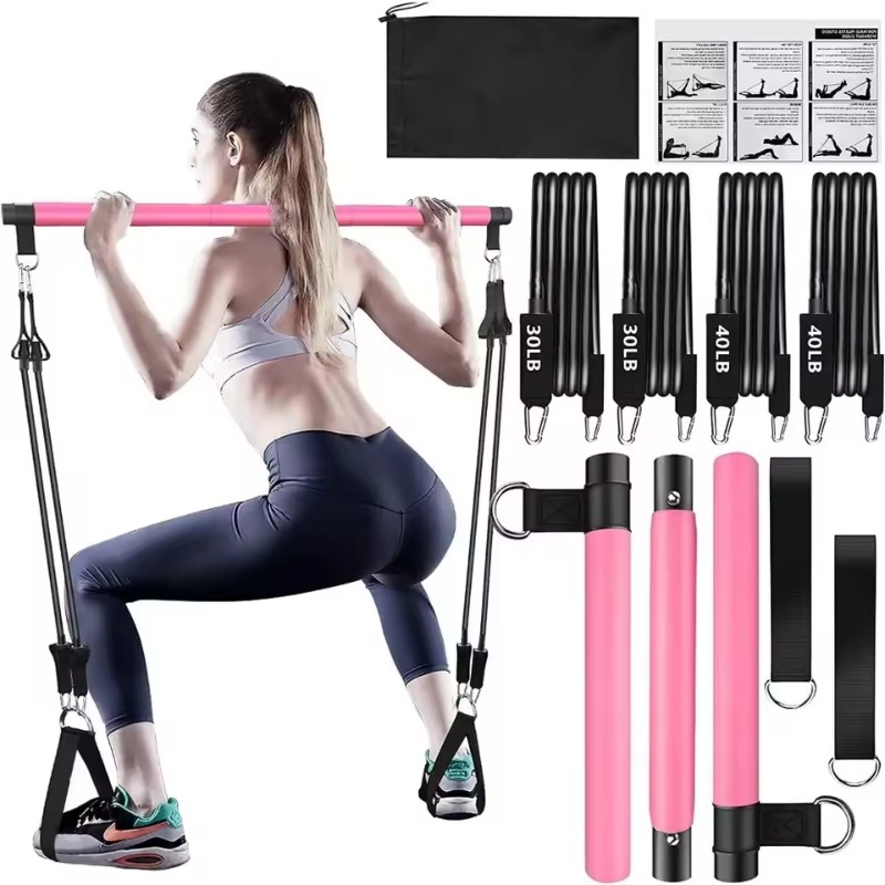 Pilates Yoga Barı - Peralatan Pilates Bar dengan Resistance Band,